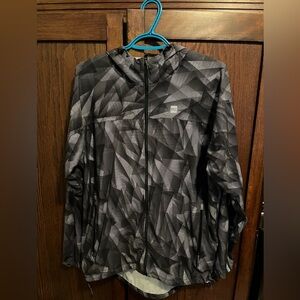 MEC Men's Black Geometric Running Jacket - Size Medium